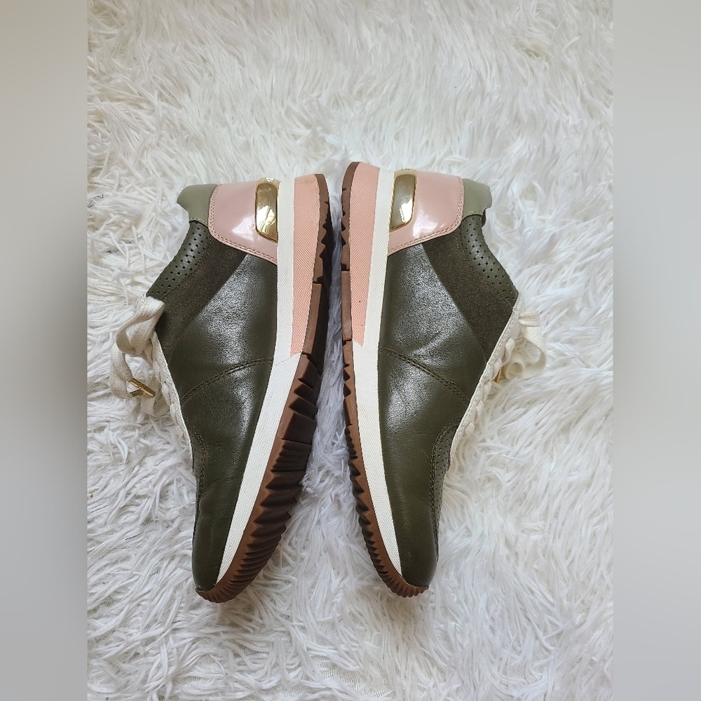 Michael Kors Olive Green W/ Pink and White Accent leather Sneakers Bubbl…​ - Picture 5 of 8